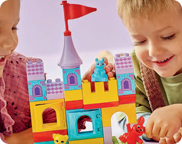 Colorful building block castle